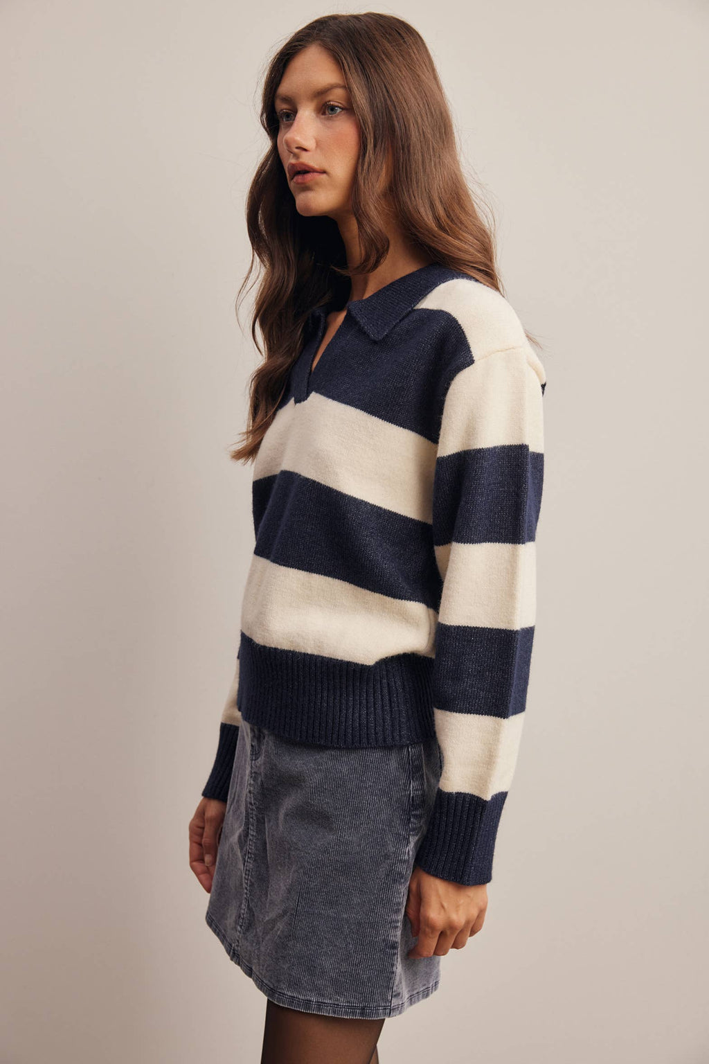 Striped Collared Sweater