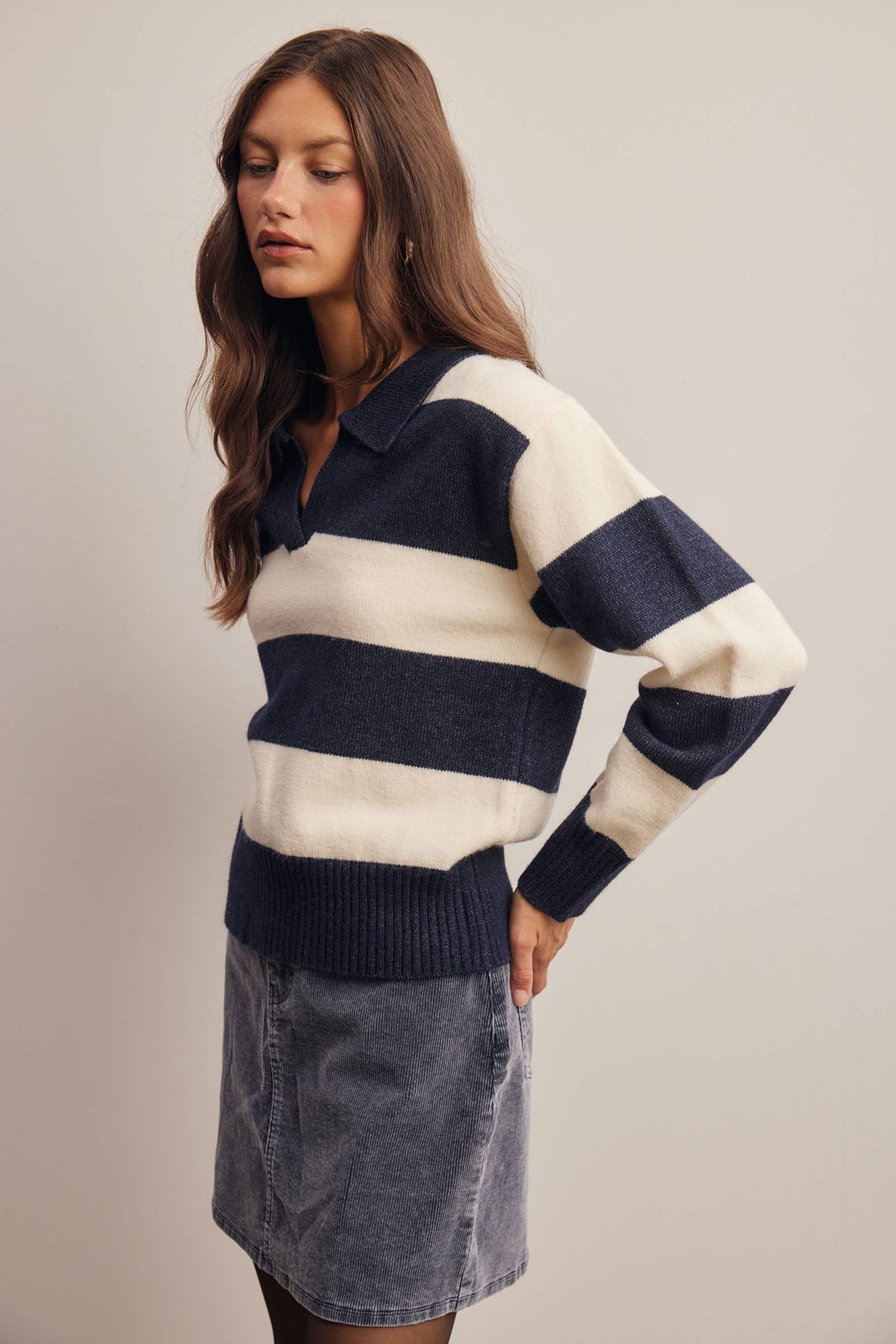 Striped Collared Sweater