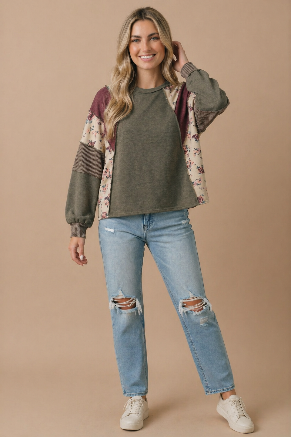 Mixed Media Patchwork Pullover