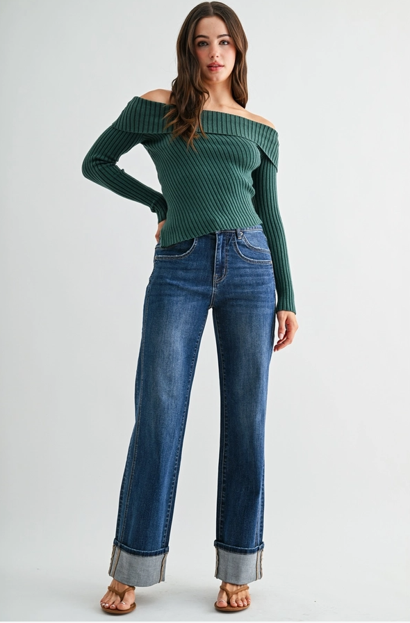 High-Rise Slim Wide Cuffed - MDP-W3951