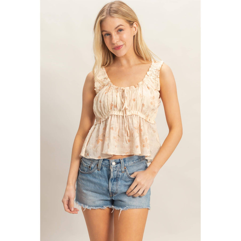 Ruffled Swiss Dot Peplum Top