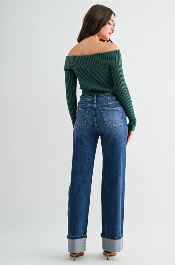 High-Rise Slim Wide Cuffed - MDP-W3951