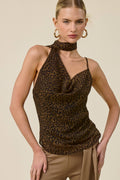 Leopard Print Scarf Halter Top