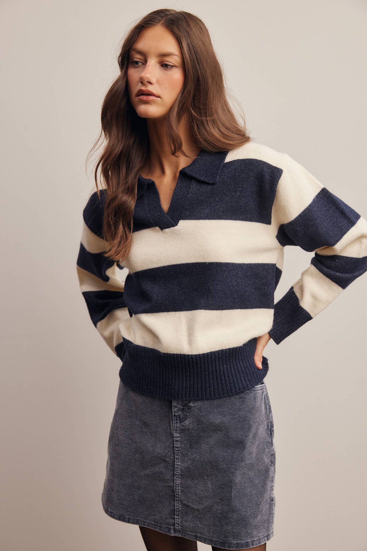 Striped Collared Sweater