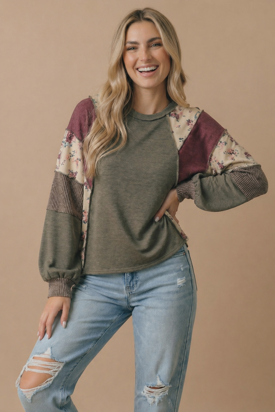 Mixed Media Patchwork Pullover