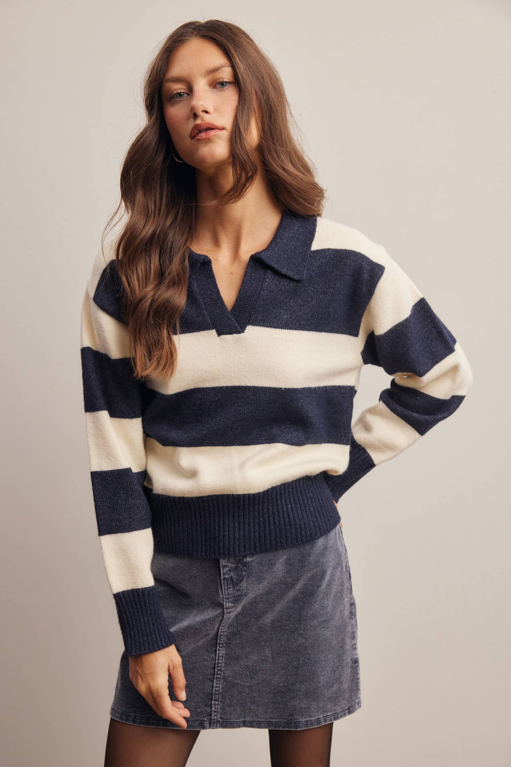Striped Collared Sweater