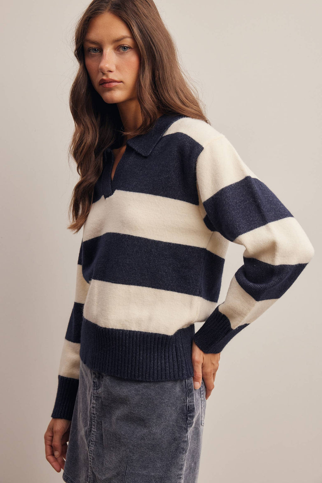 Striped Collared Sweater